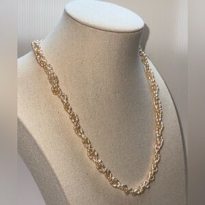 Vintage 3 Strand Rice Fresh Water Pearl Necklace Choker Ivory 21”